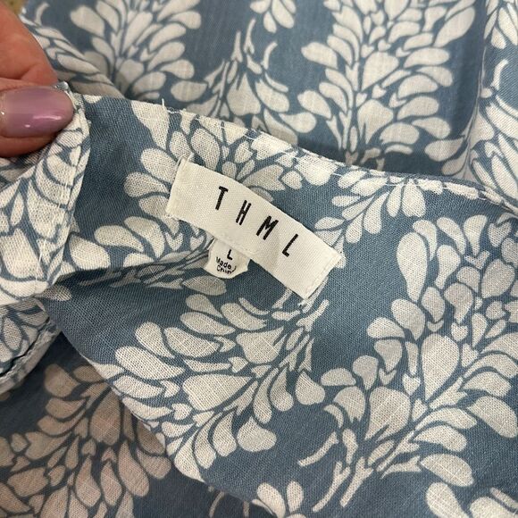 THML Leafy Pattern Embroidered Sleeveless Top Blouse Size L - Picture 3 of 7